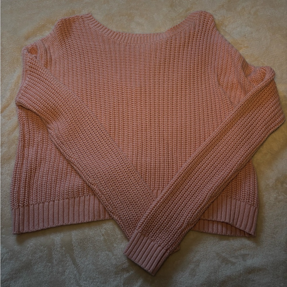 Cozy Pink Open Back Aeropostale Knit Sweater